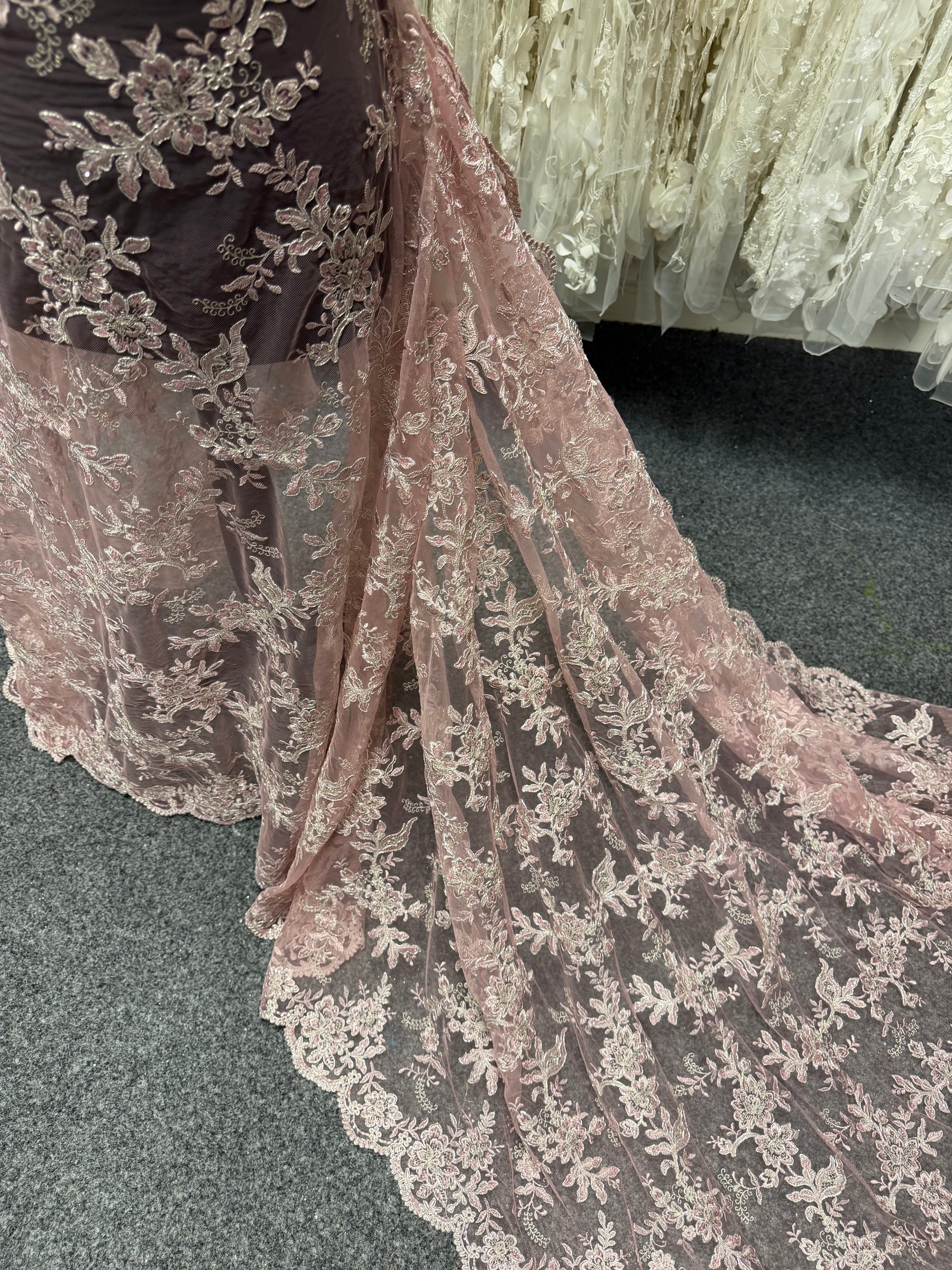Pink and Silver Corded Lace - P816