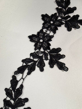 Garniture en dentelle guipure noire - T552