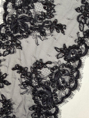 Ganse perlée à cordon noir - T682
