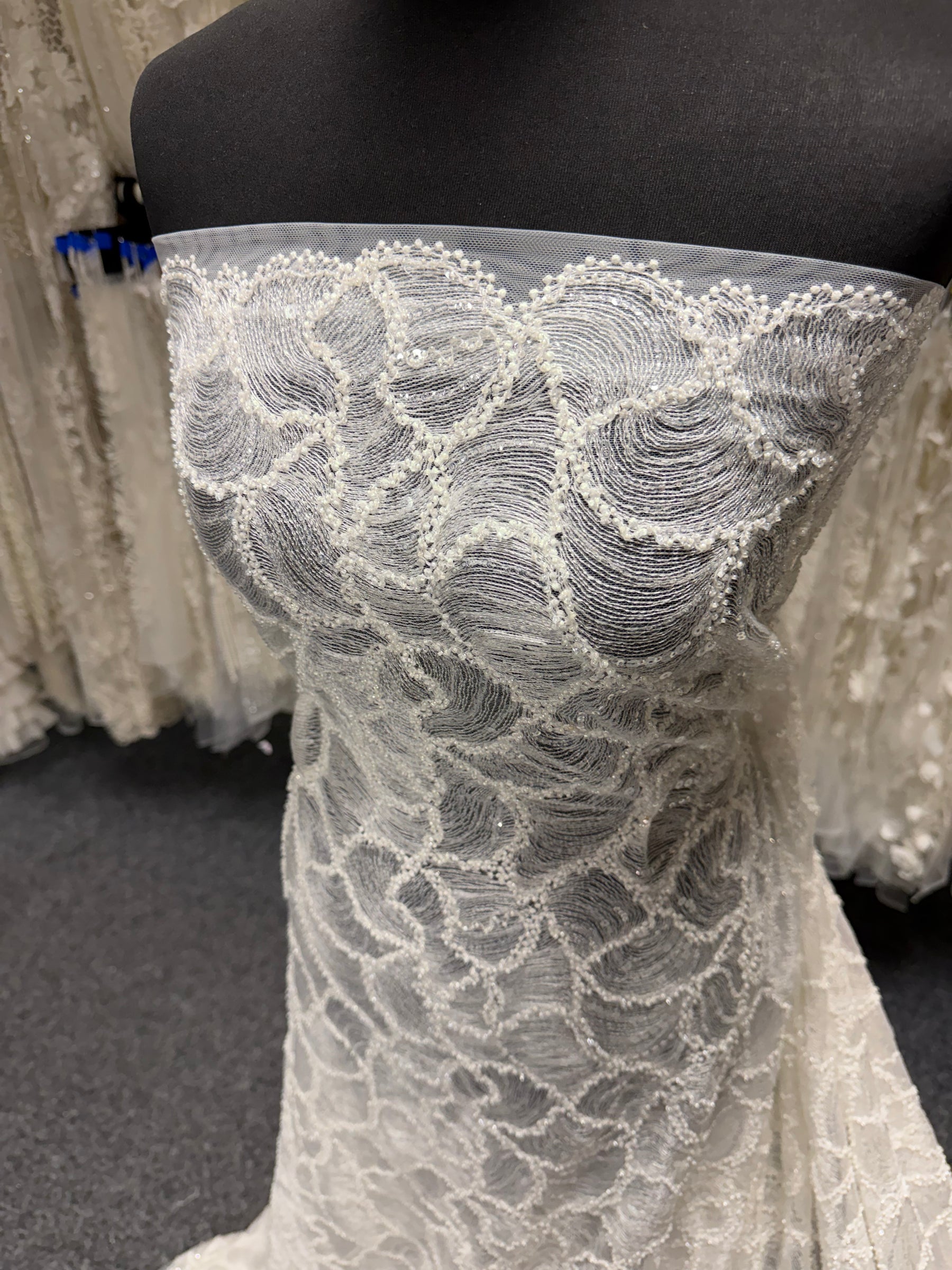 Ivory Beaded Embroidery Lace - P825