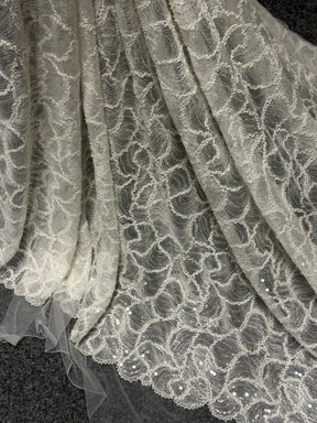Ivory Beaded Embroidery Lace - P825