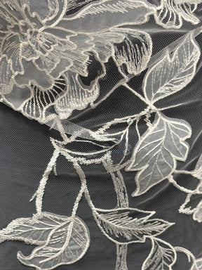 Dentelle brodée embellie de sequins ivoire - Destry