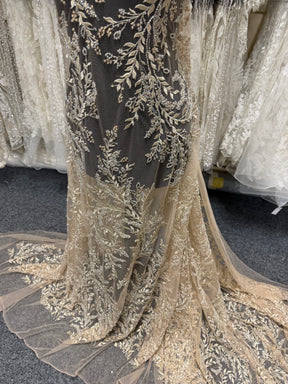 Tulle brodé orné de perles - EB1086
