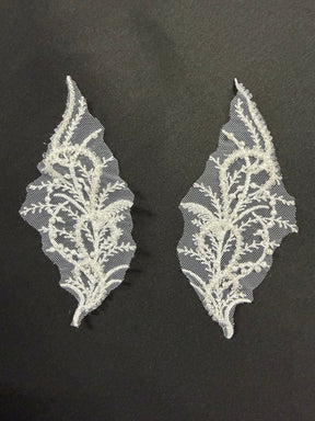 Appliques en dentelle perlée blanche - MT4012