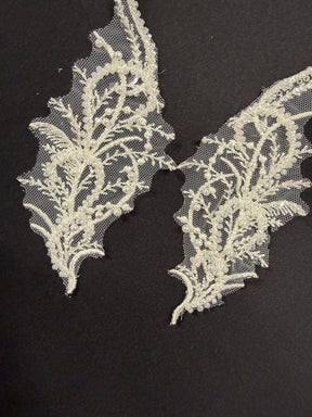 Appliques de dentelle perlée ivoire - MT4012