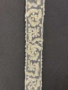 Galon de dentelle perlée ivoire - T164