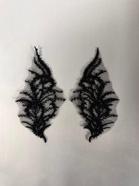 Applications en dentelle perlée noire - MT4012