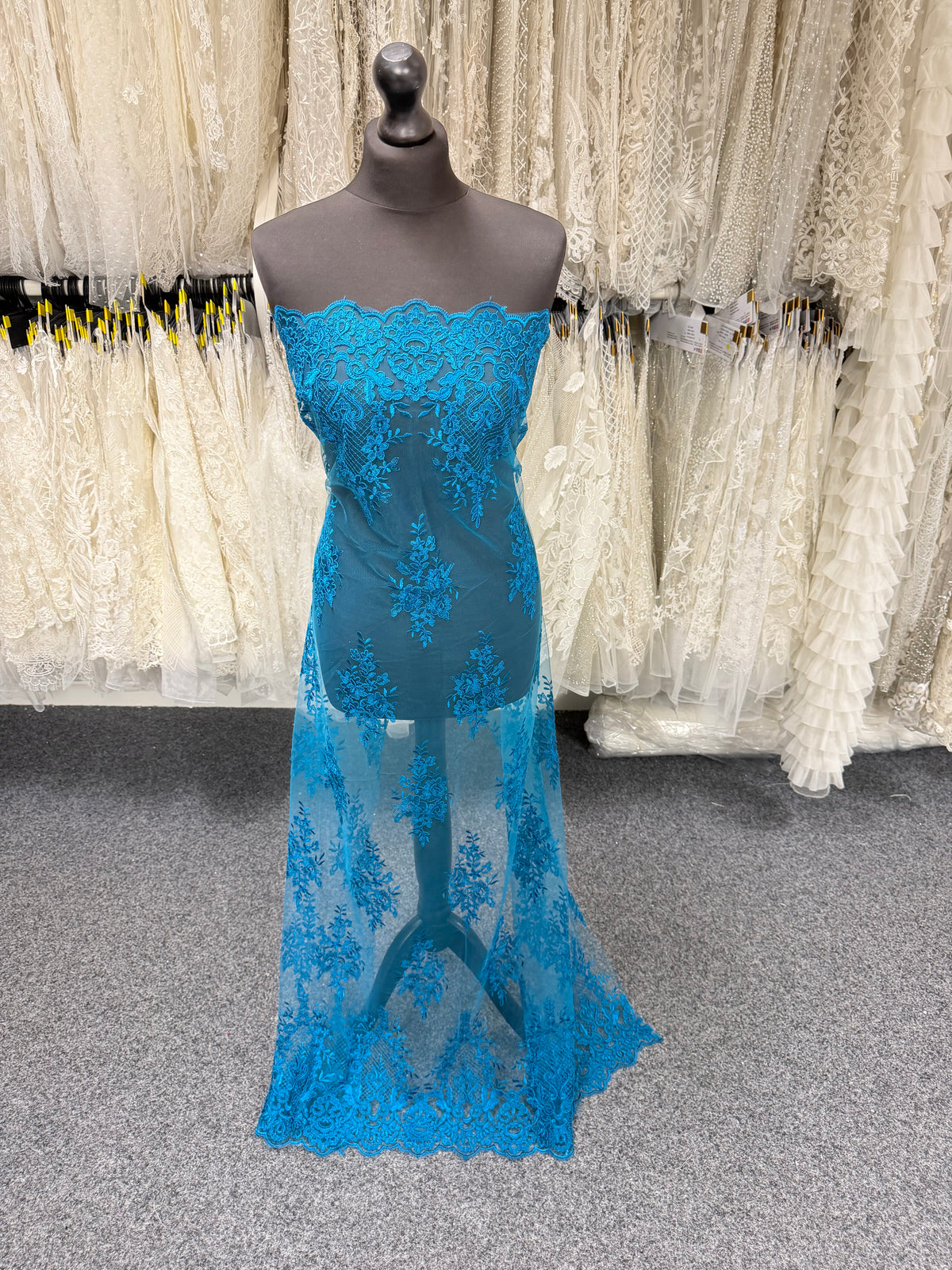 Dentelle Cordonnée Bleu Canard - LA7009