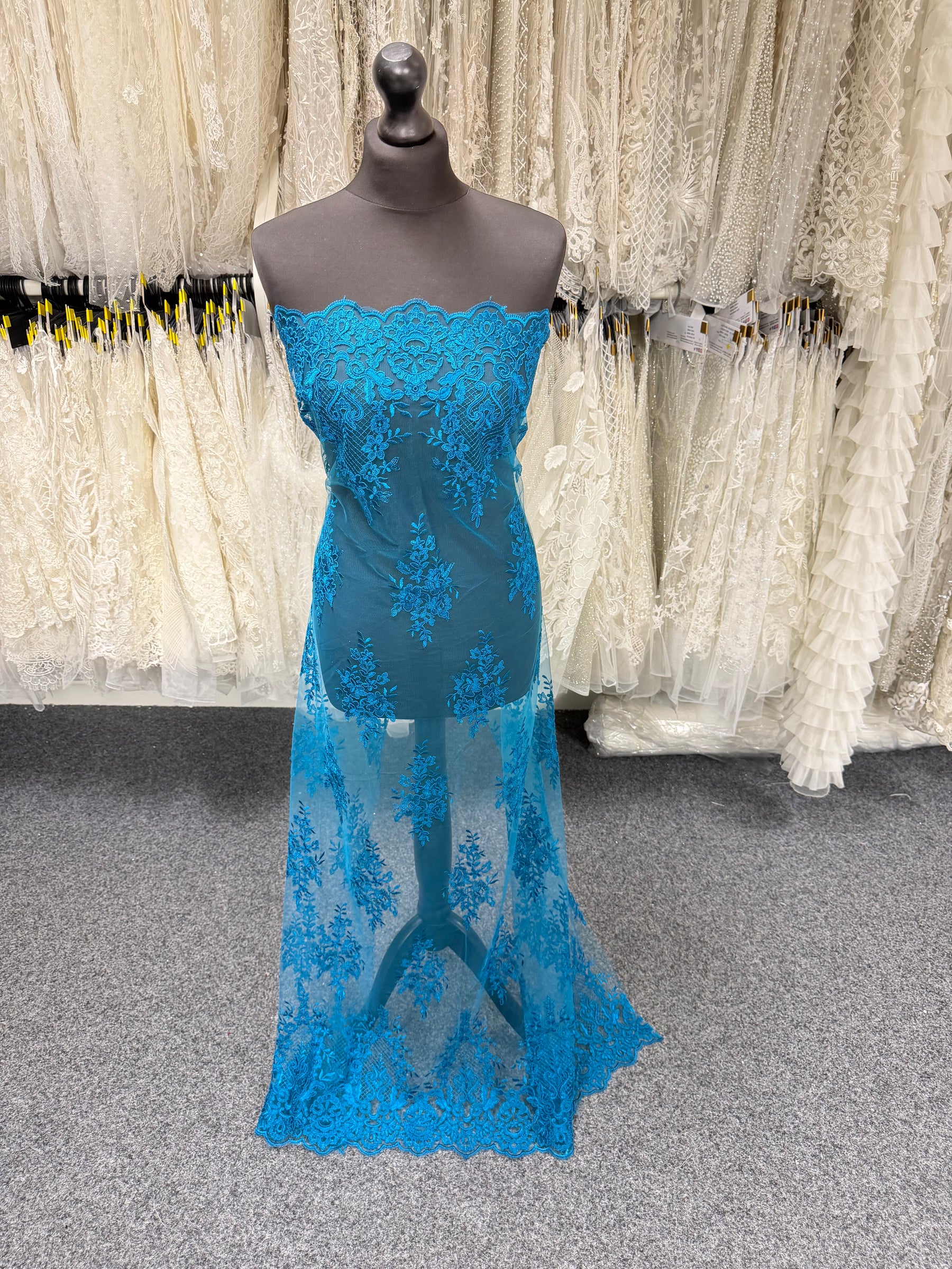 Dentelle Cordonnée Bleu Canard - LA7009