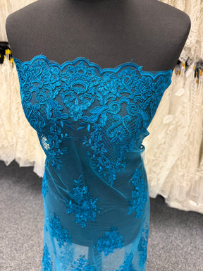 Dentelle Cordonnée Bleu Canard - LA7009