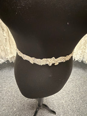 Garniture de perles et paillettes cristal/argent/ivoire - T238