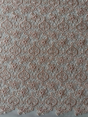 Dentelle brodée rose coquillage - EB5010