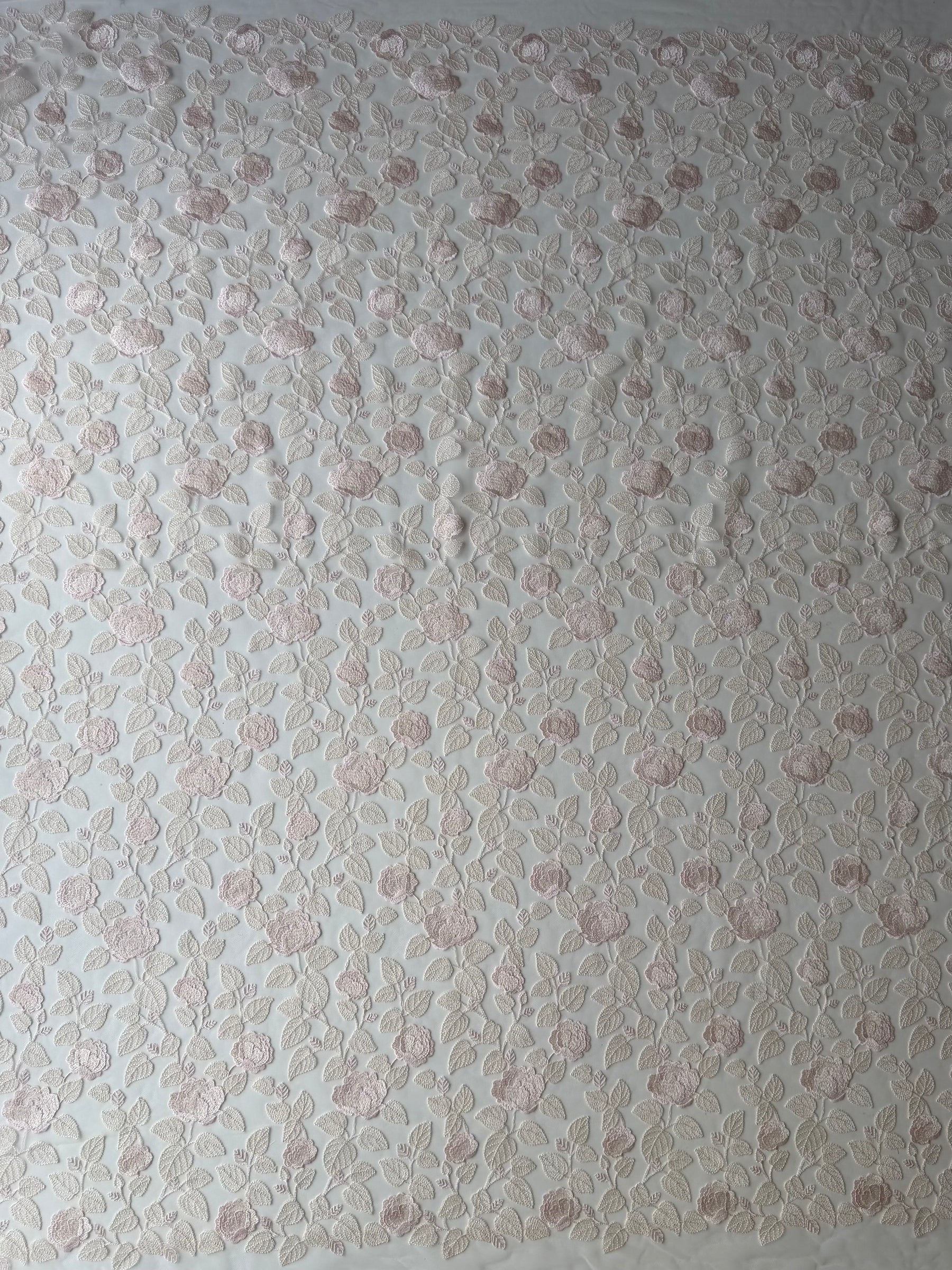 Dentelle brodée rose coquillage - EB5042