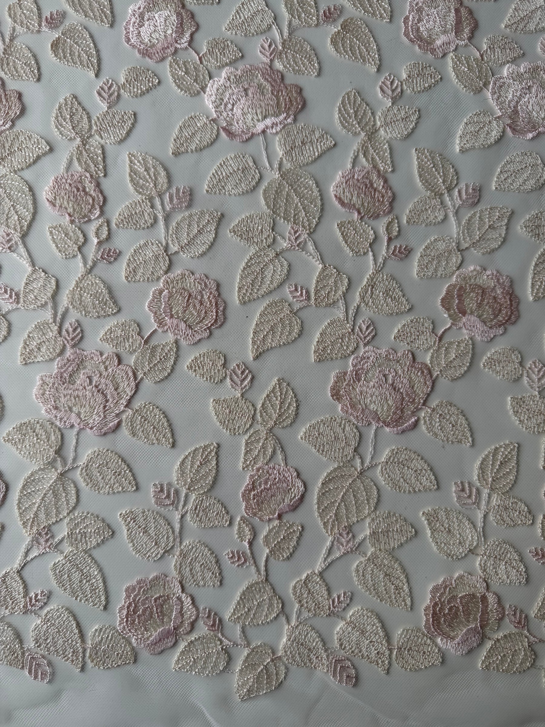 Dentelle brodée rose coquillage - EB5042