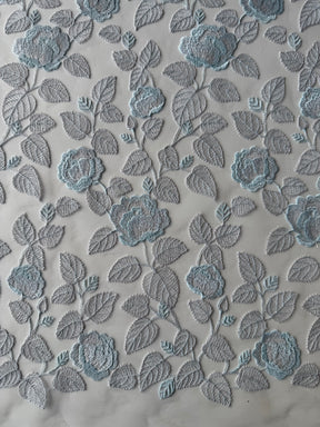 Dentelle brodée argent et bleu - EB5042