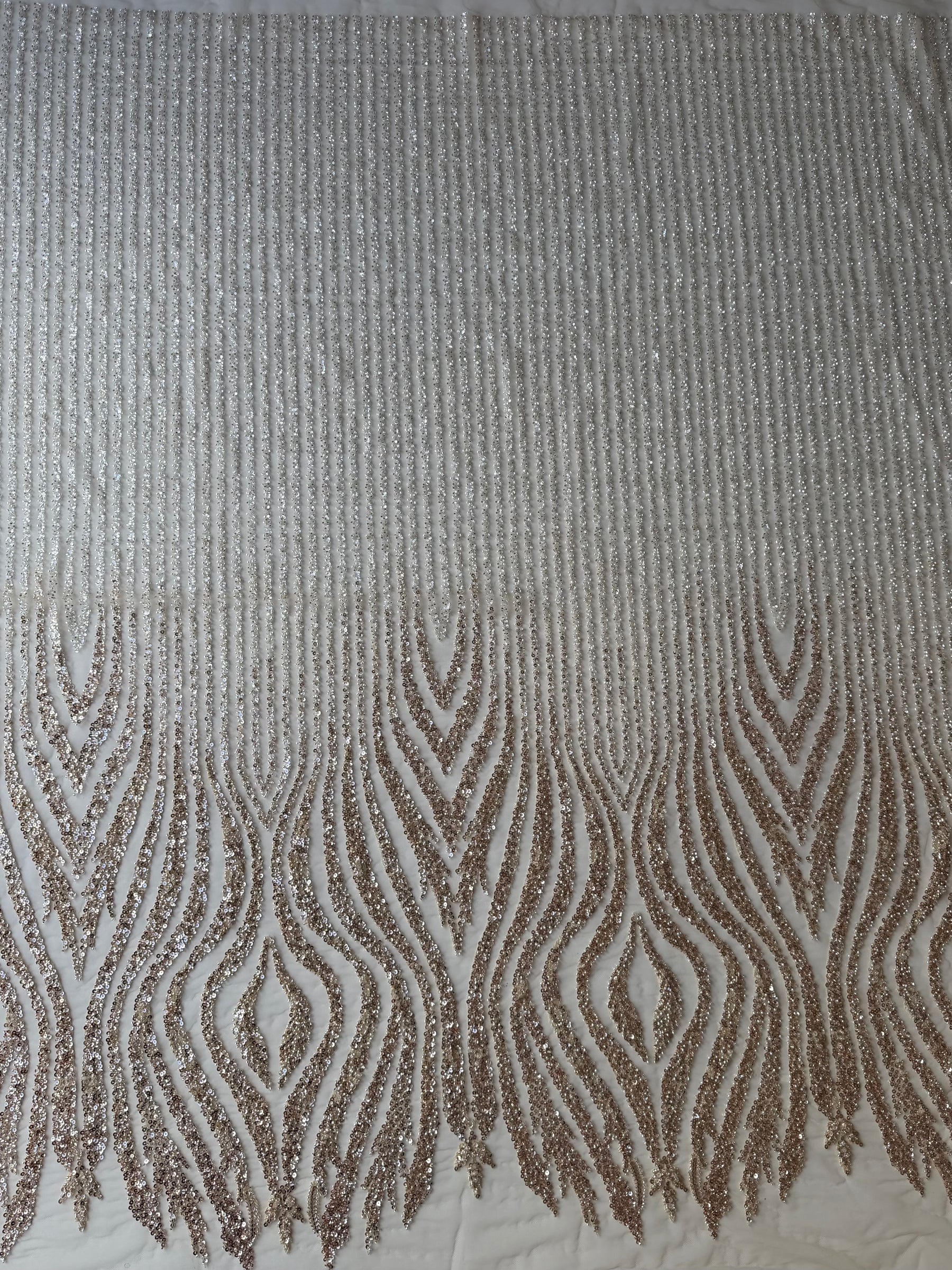 Tulle brodé or et perles - EB1104