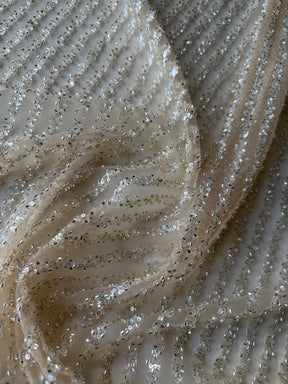 Tulle brodé or et perles - EB1104