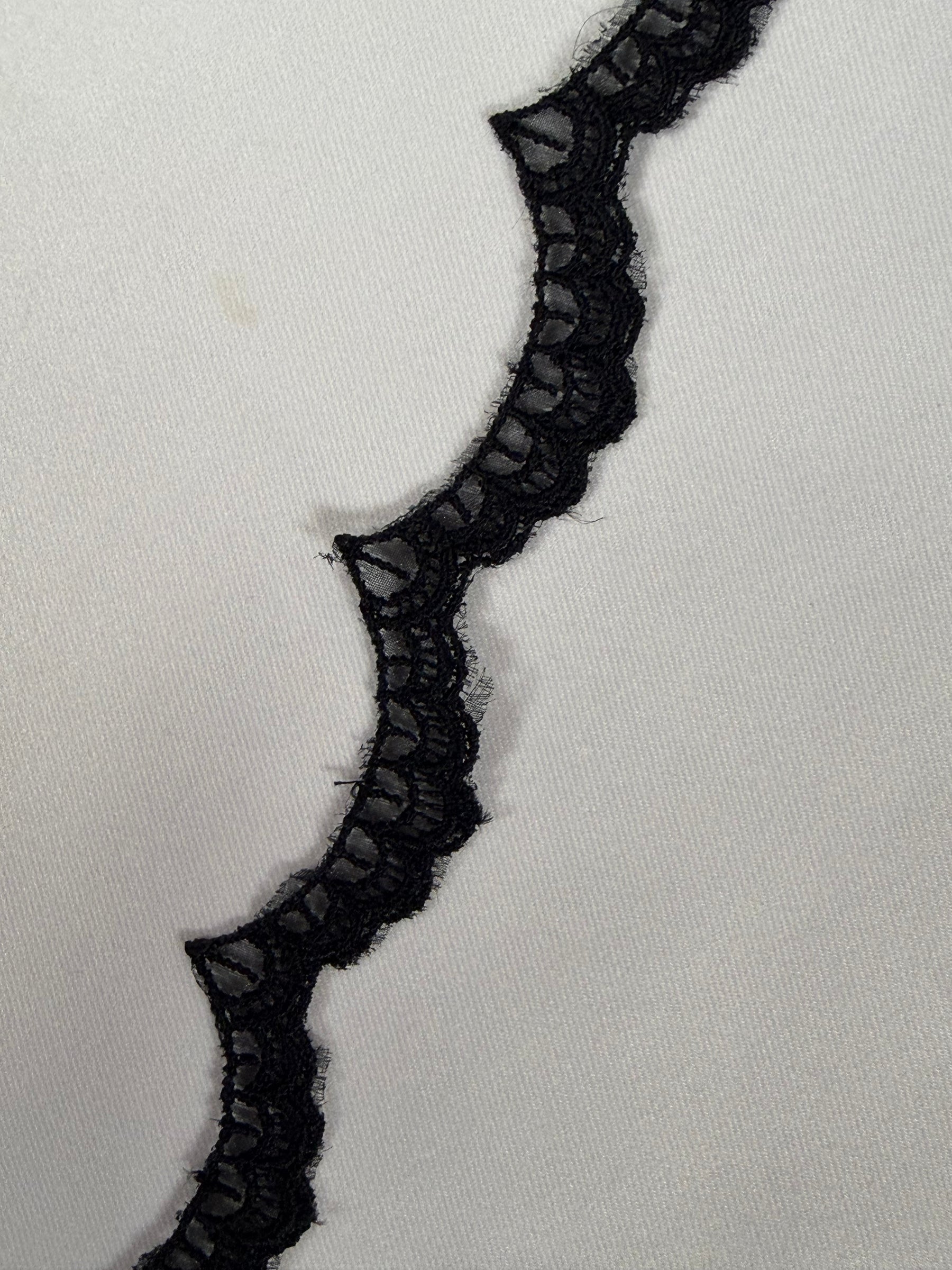 Bordure en dentelle brodée noire - T232