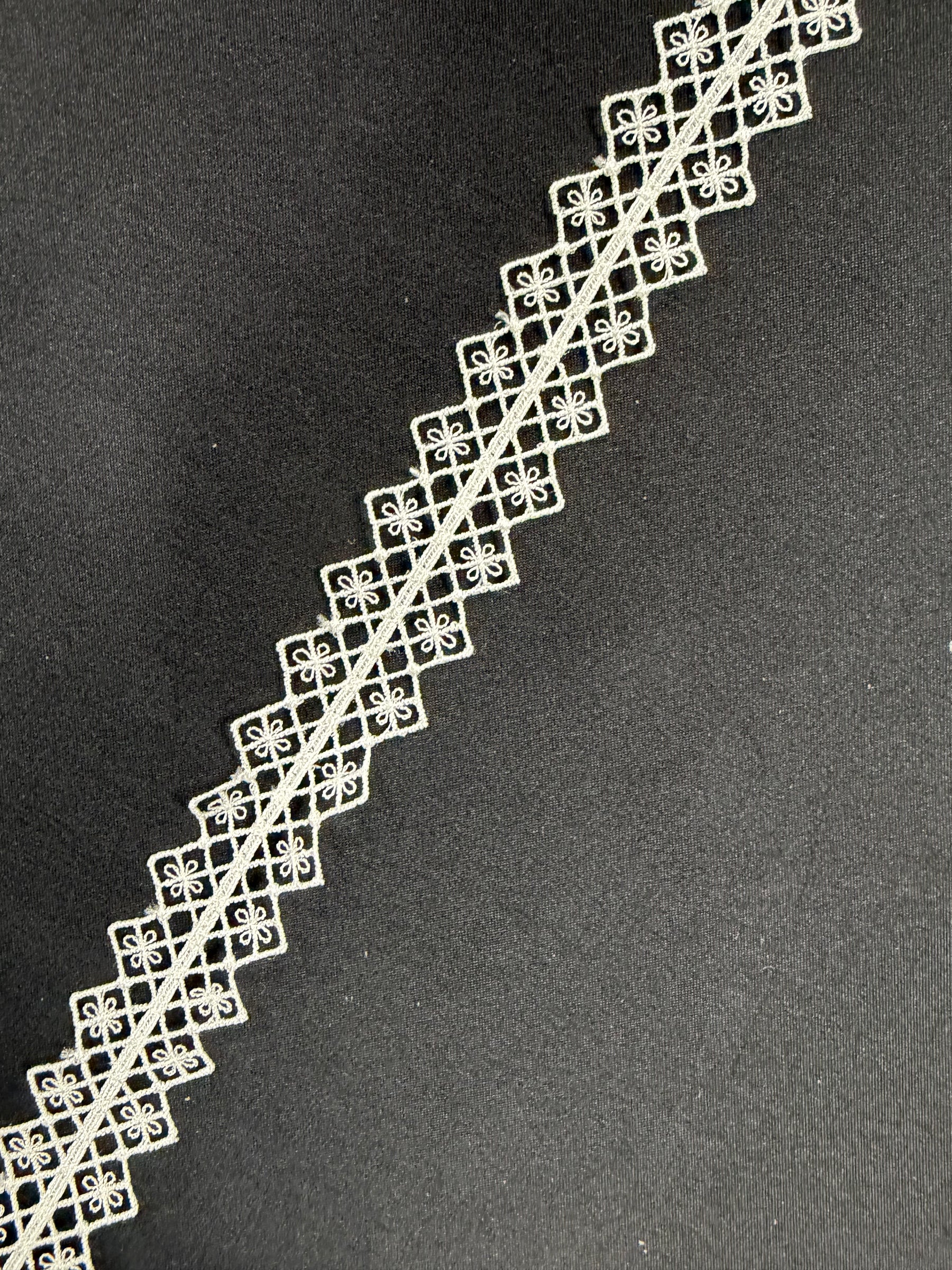 Bordure en dentelle brodée ivoire - T936