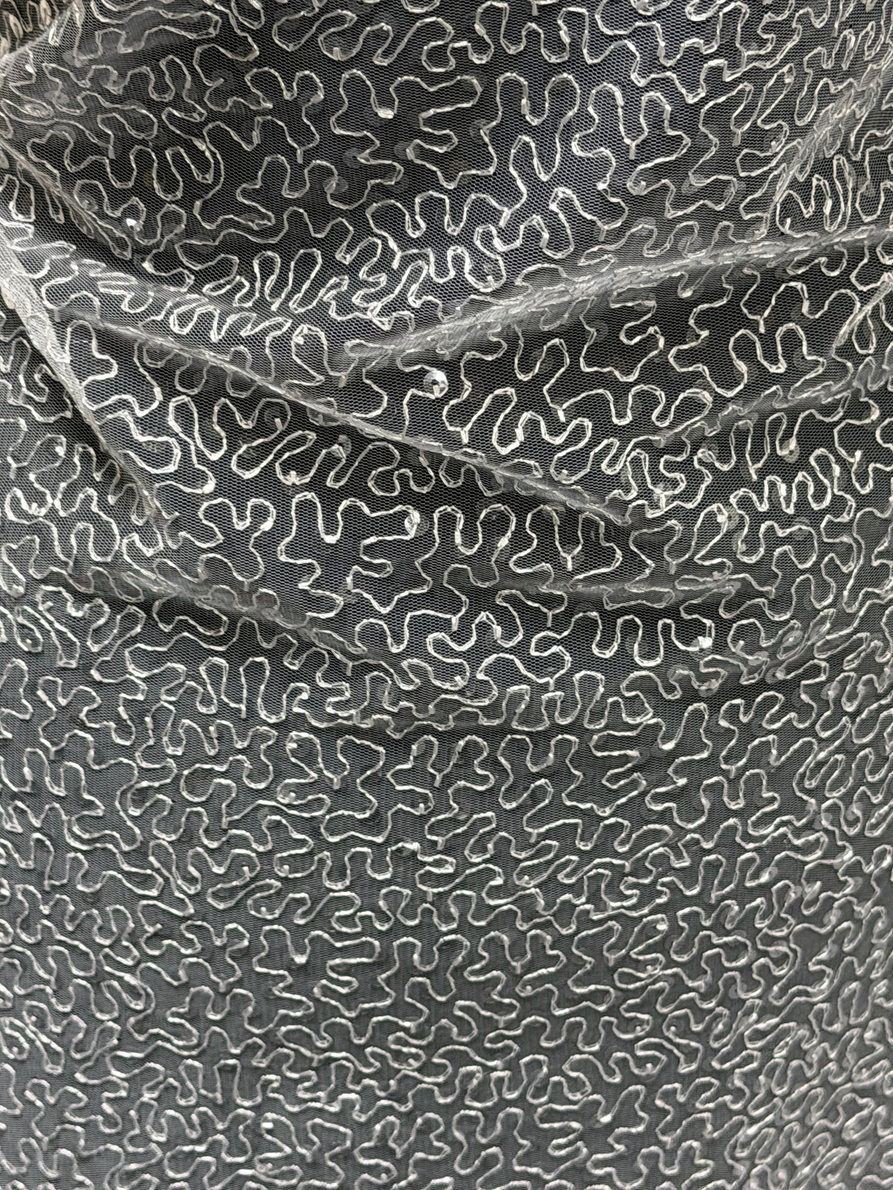 Tulle à sequins argentés brodés – EB3001