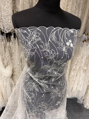 Dentelle brodée de paillettes ivoire - Atley