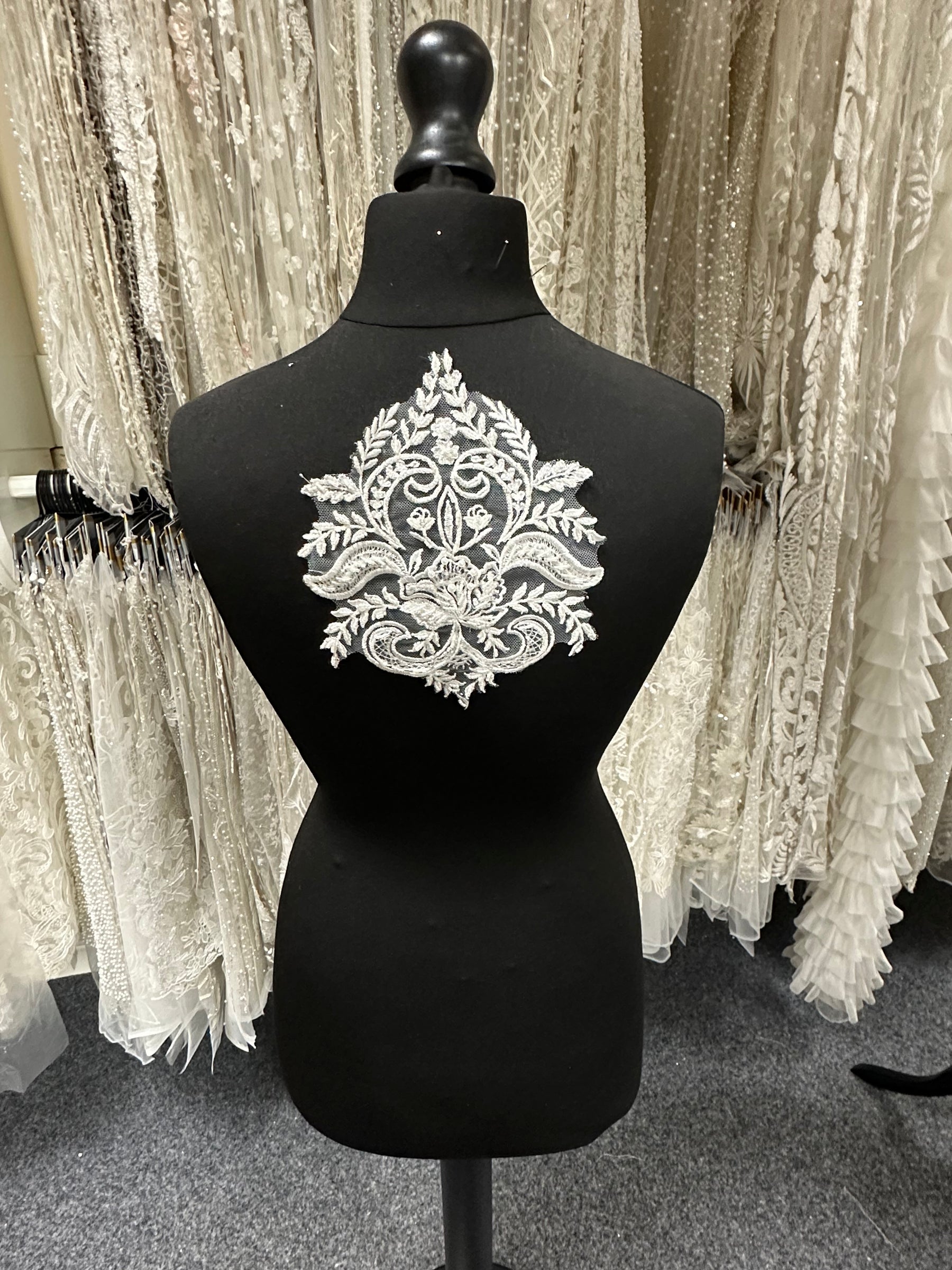 Ivory Beaded Lace Applique - AP 588