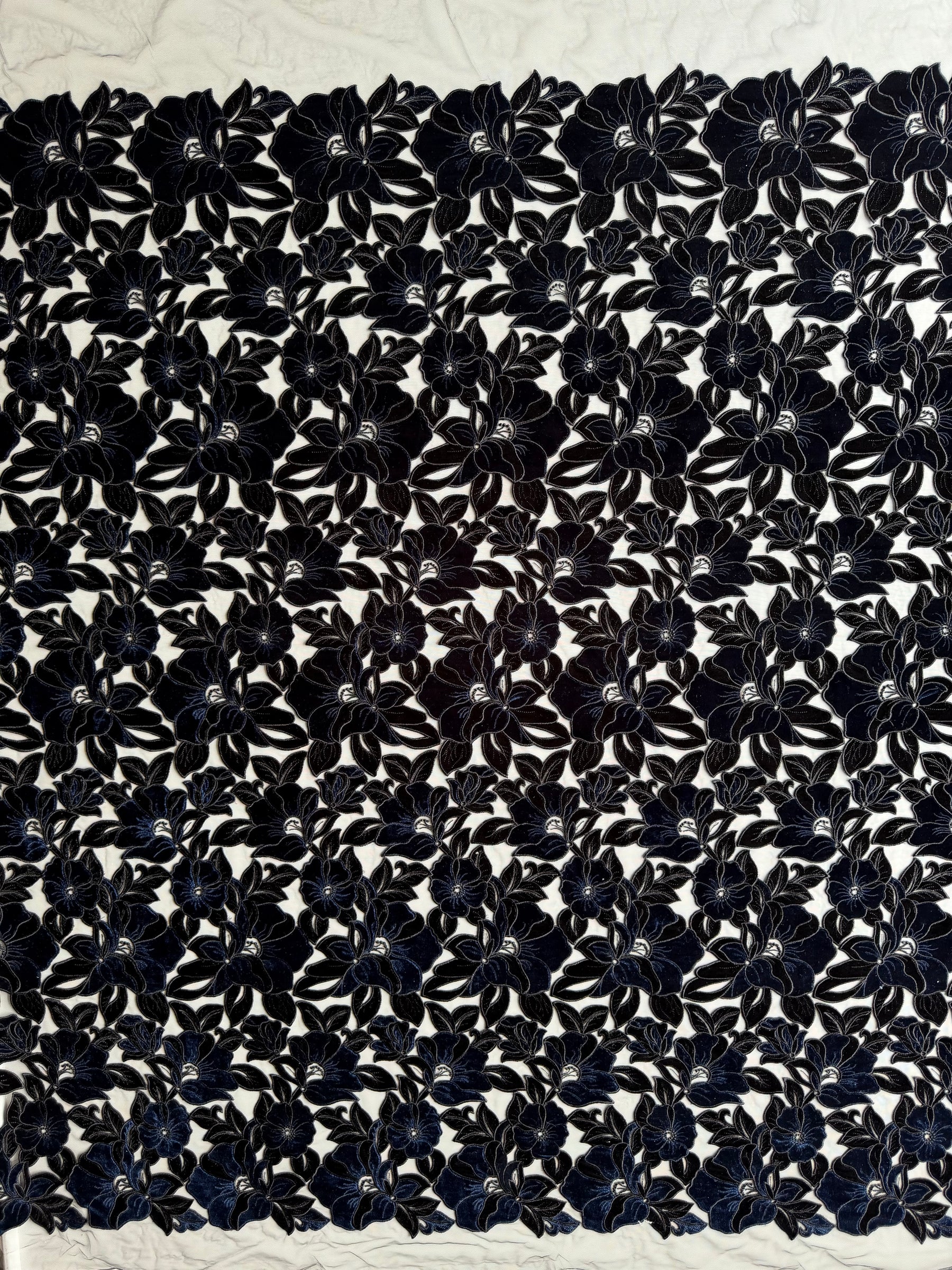 Broderie en dentelle de velours noir et marine - EB5025