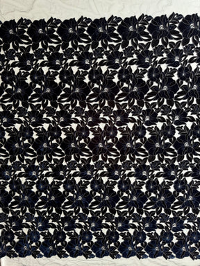 Broderie en dentelle de velours noir et marine - EB5025