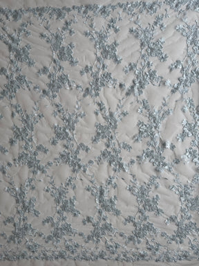 Tulle brodé et perlé bleu layette - EB1090
