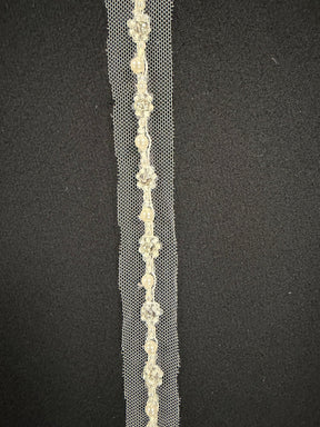 Bordure en perles de cristal ivoire - T192
