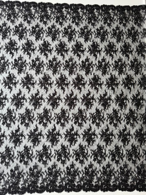 Dentelle noire à cordonnet et perles - P643