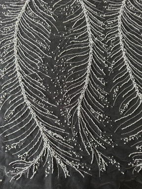 Tulle brodé de perles ivoire - EB1087