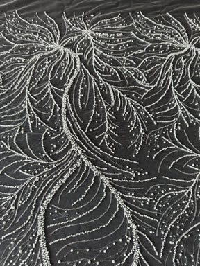Tulle brodé de perles ivoire - EB1087