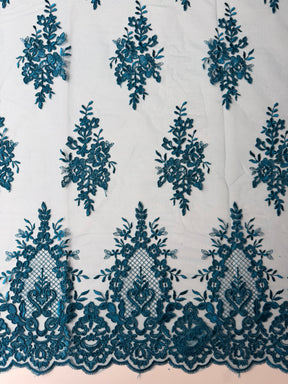 Dentelle Cordonnée Bleu Canard - LA7009