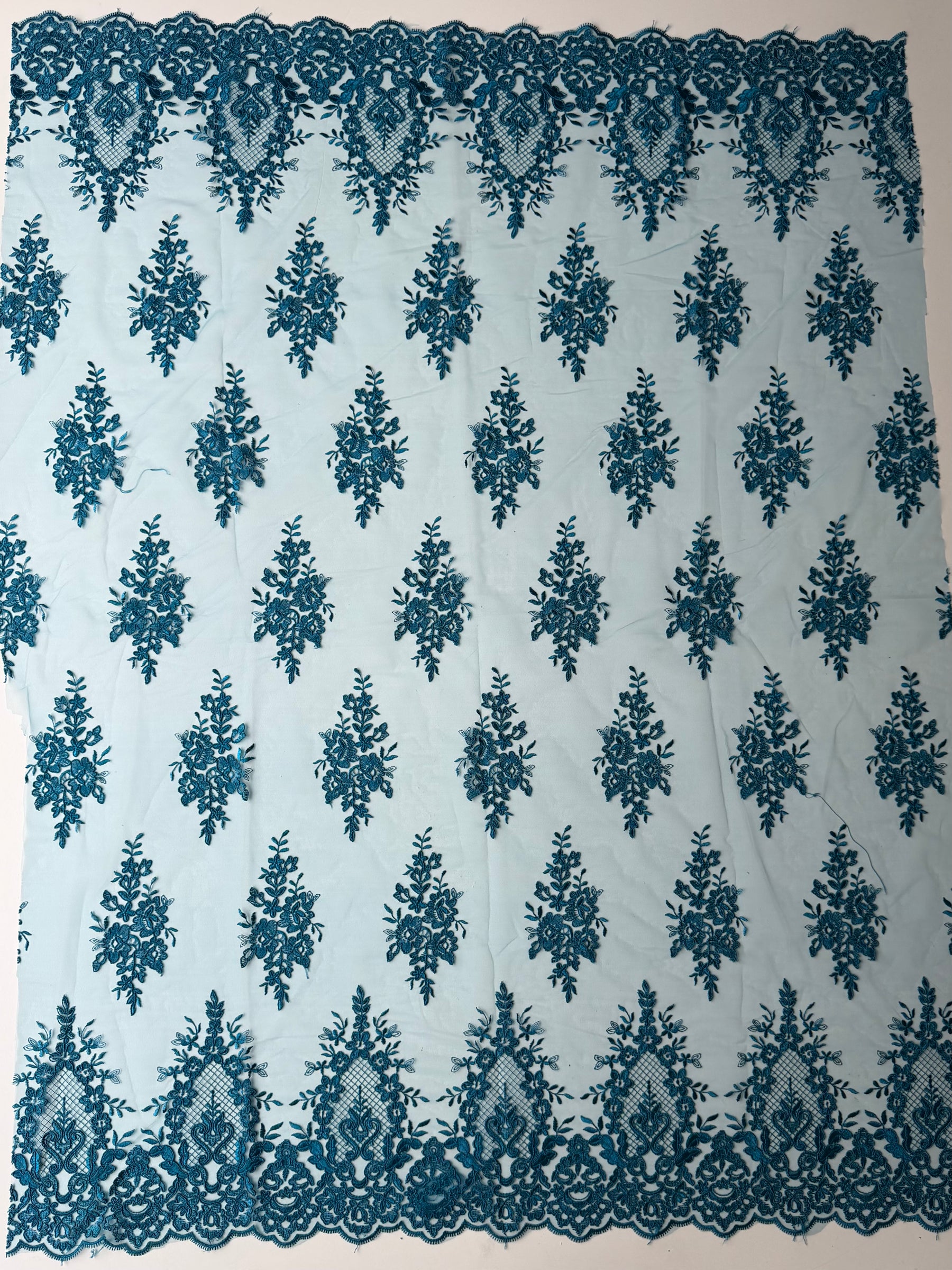 Dentelle Cordonnée Bleu Canard - LA7009