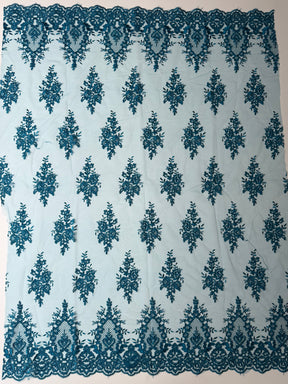Dentelle Cordonnée Bleu Canard - LA7009