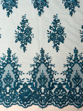 Dentelle Cordonnée Bleu Canard - LA7009