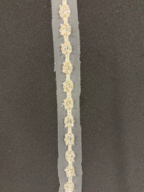 Bordure en perles de cristal ivoire - T193
