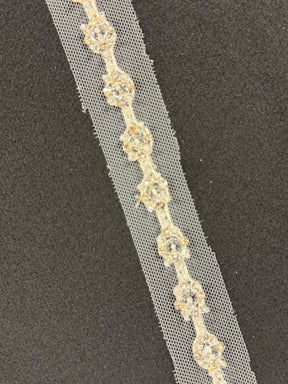 Bordure en perles de cristal ivoire - T193