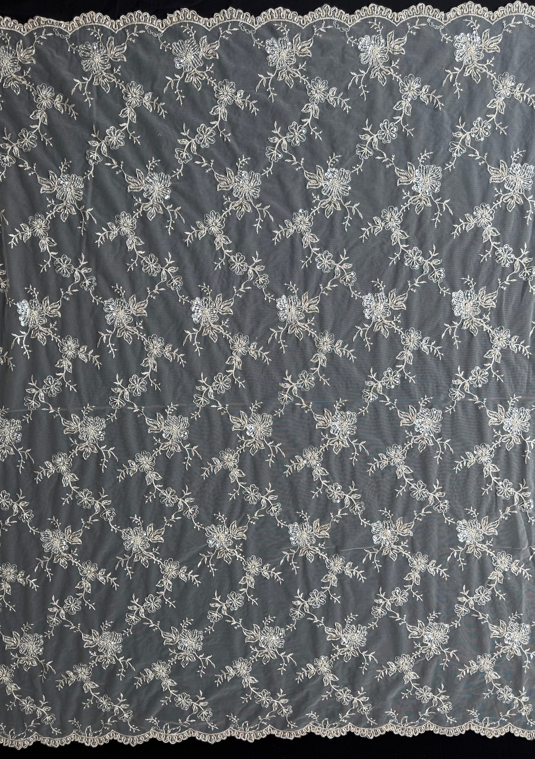 Dentelle perlée couleur champagne – P509