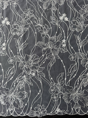 Dentelle brodée de paillettes ivoire - Atley