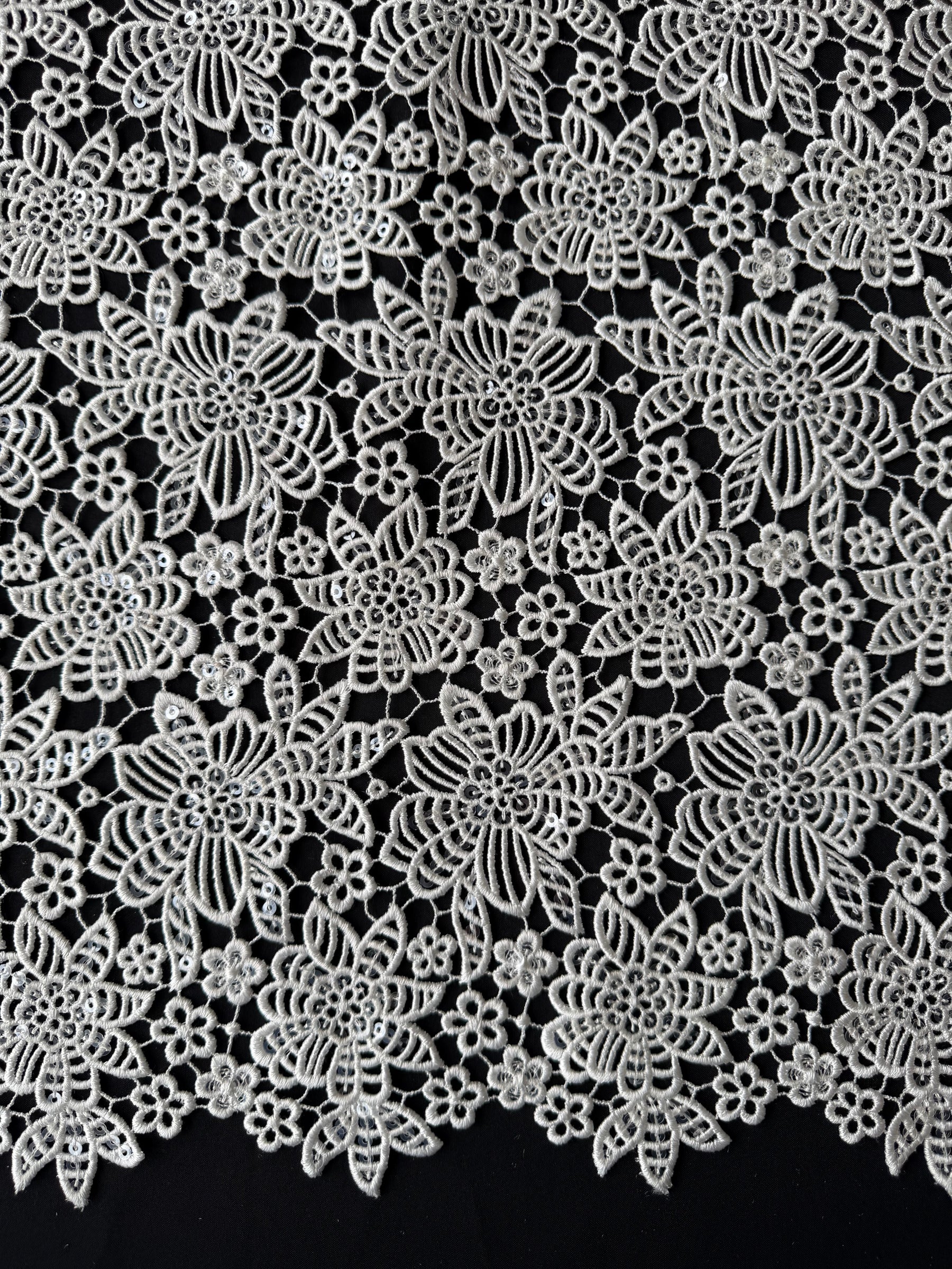 Dentelle Guipure de Séquins Ivoire - P414