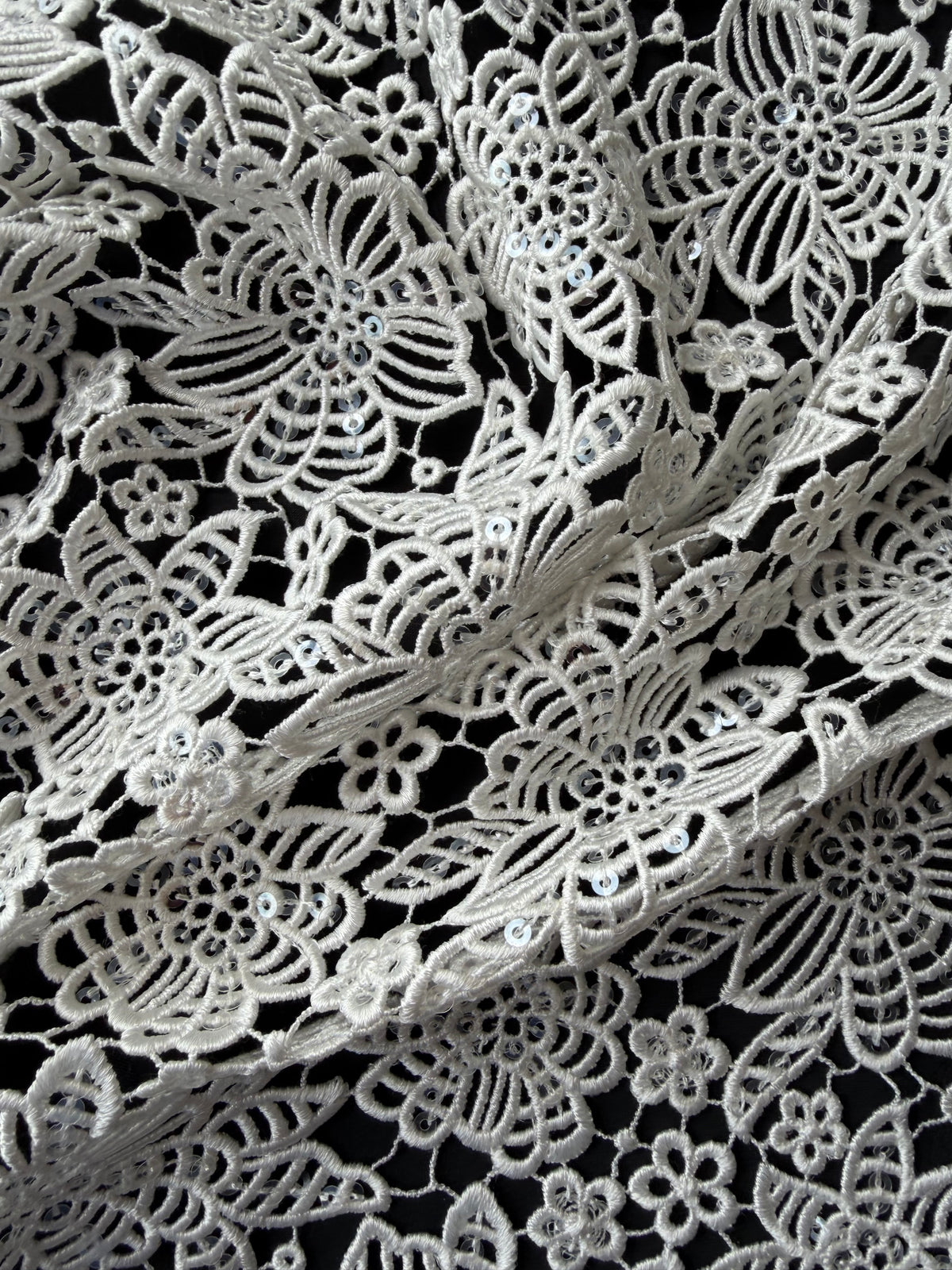 Dentelle Guipure de Séquins Ivoire - P414