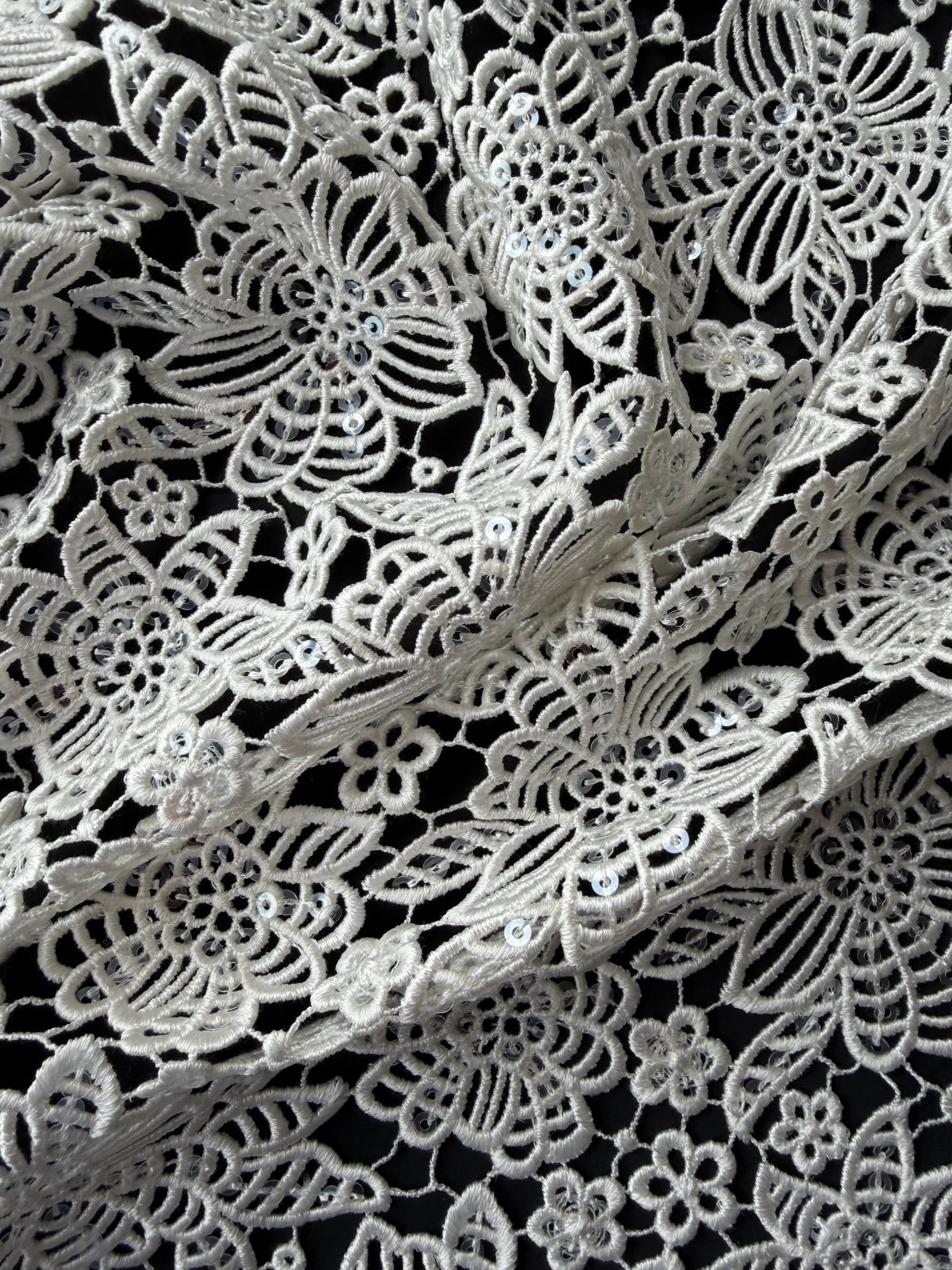 Dentelle Guipure de Séquins Ivoire - P414