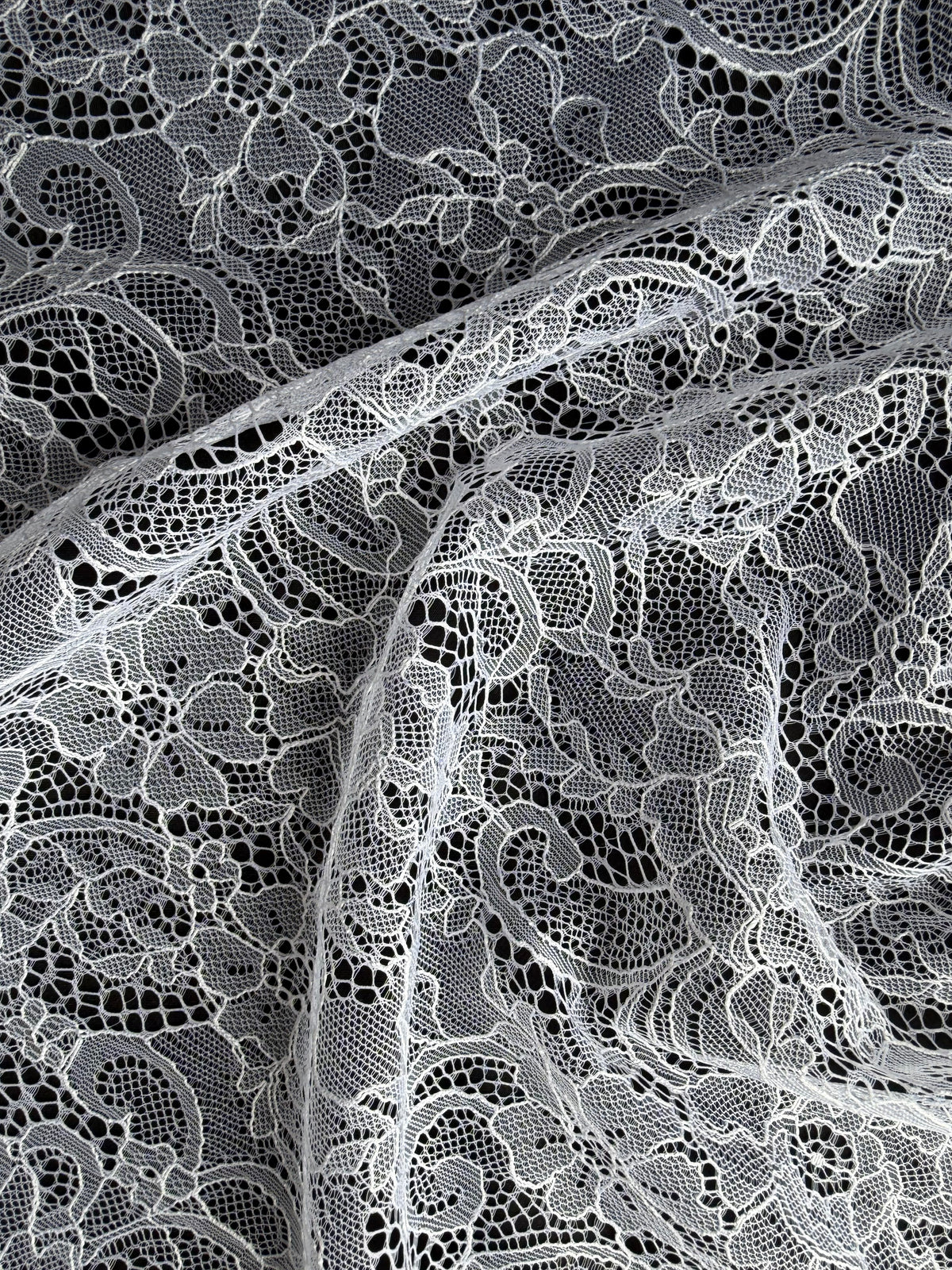 Dentelle Raschel blanche - P412