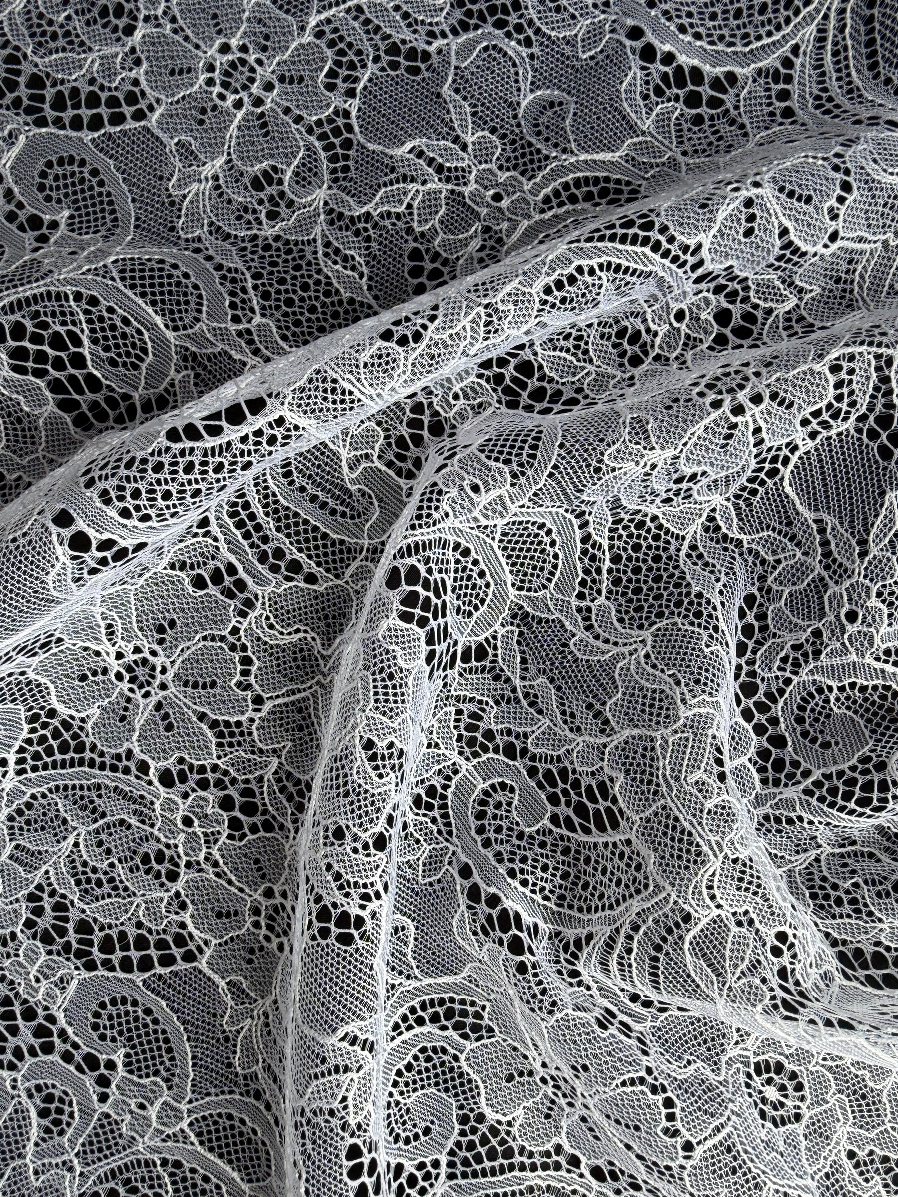 Dentelle Raschel blanche - P412