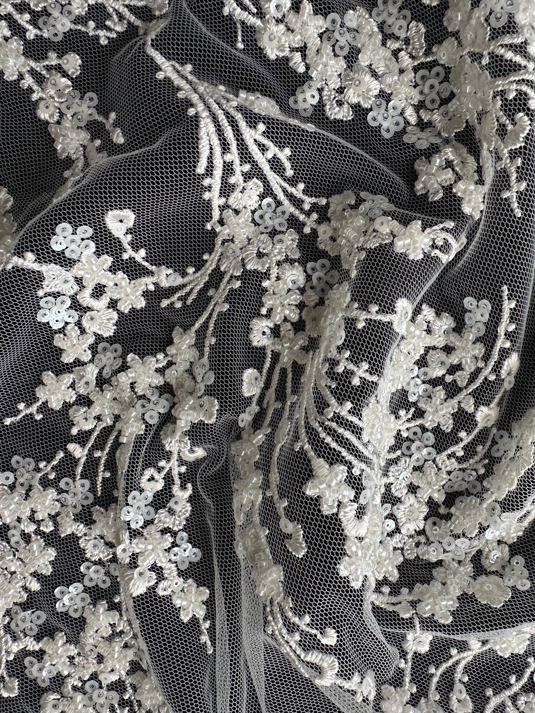 Ivory Embellished Embroidery Lace - Jazz