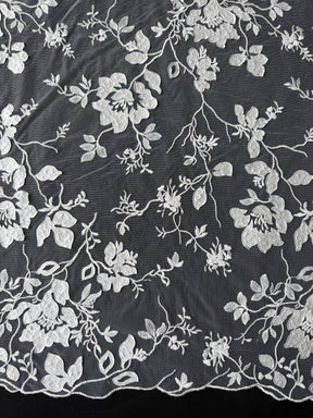Dentelle florale à paillettes ivoire - EB3019