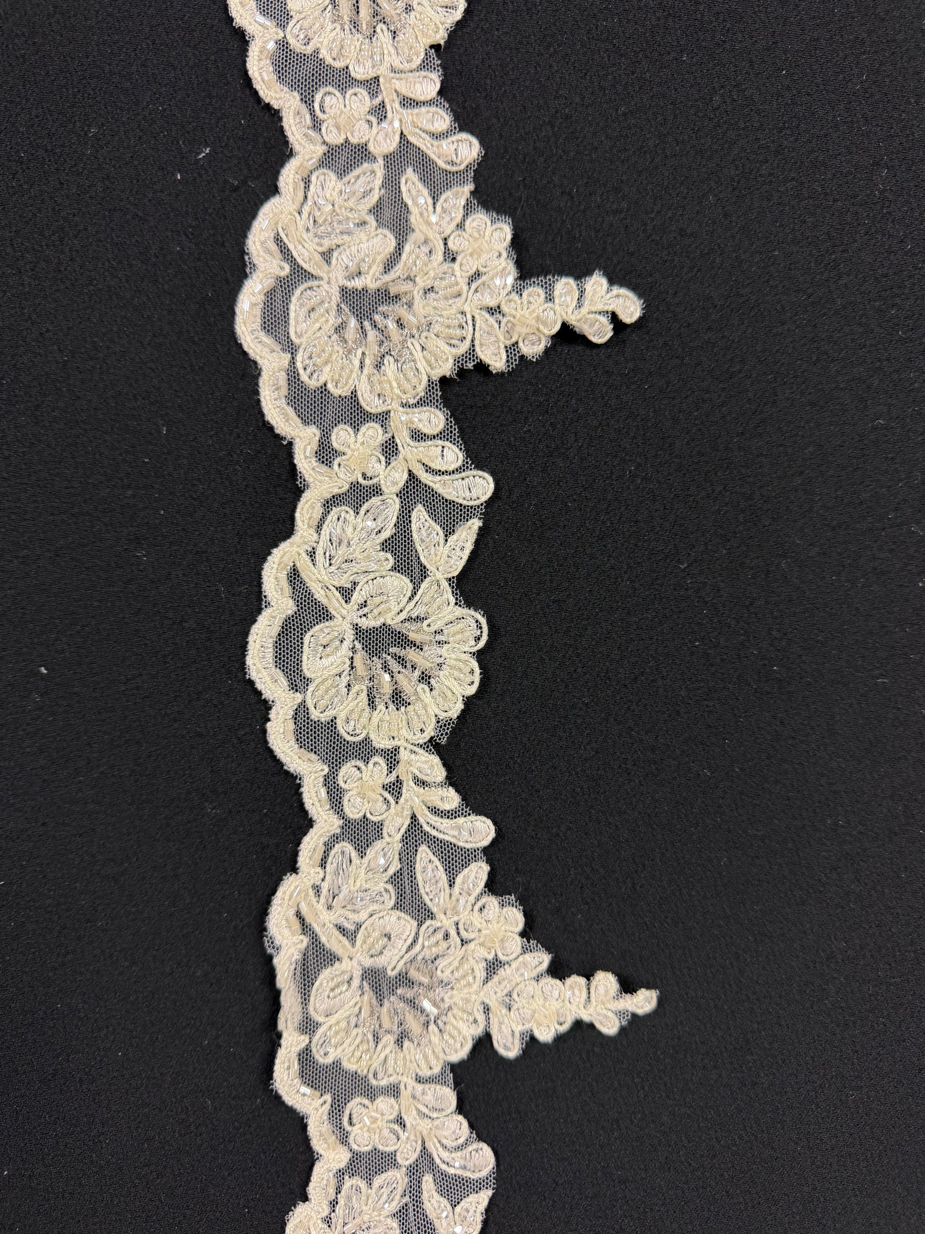 Bordure à perles et sequins ivoire/argent - T55