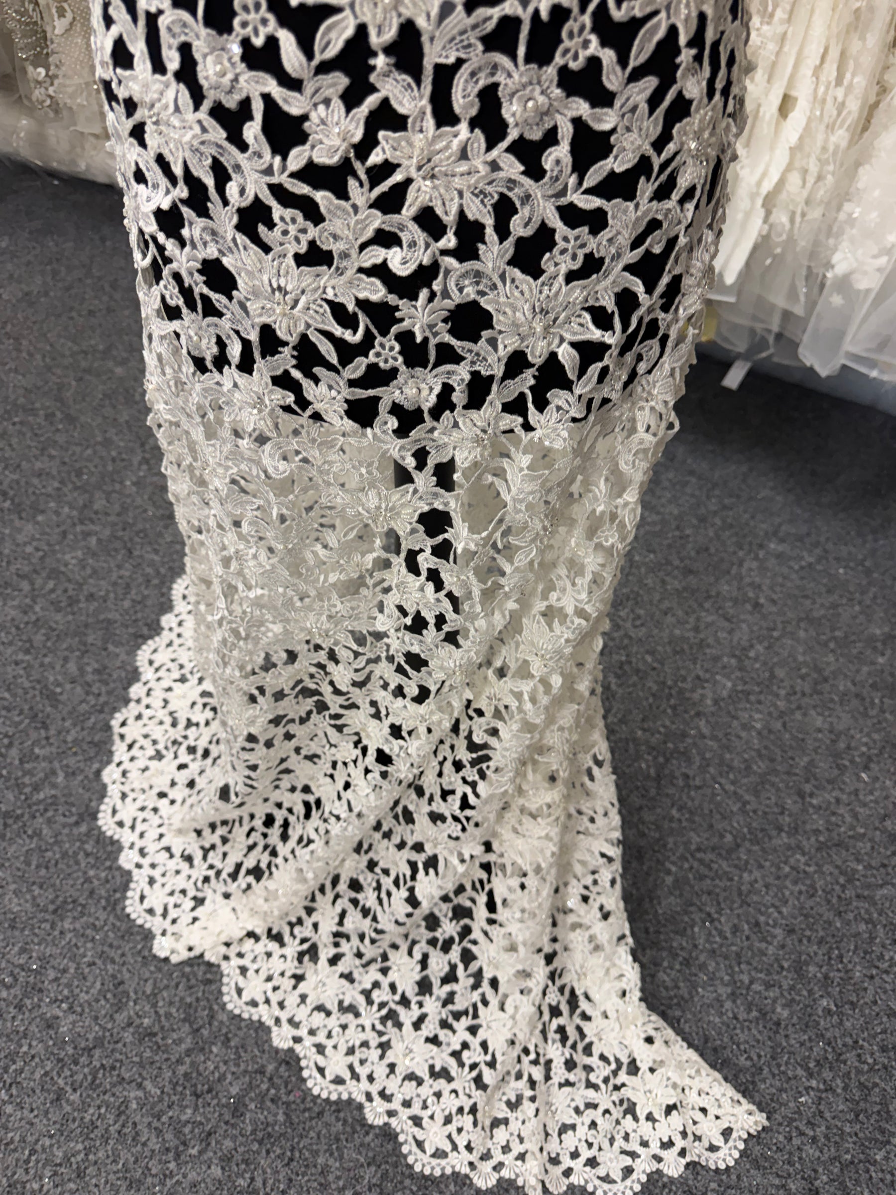 Ivory Beaded Guipure Lace - P394